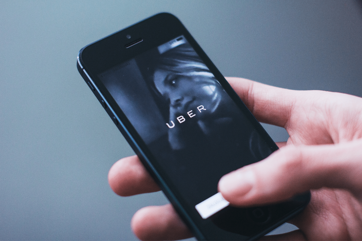 uber app shown on the screen of a cellphone